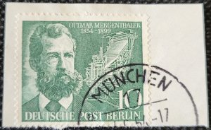 Germany, 1954, Berlin occupation, Mergenthaler,#9N105, used, SCV$2.00