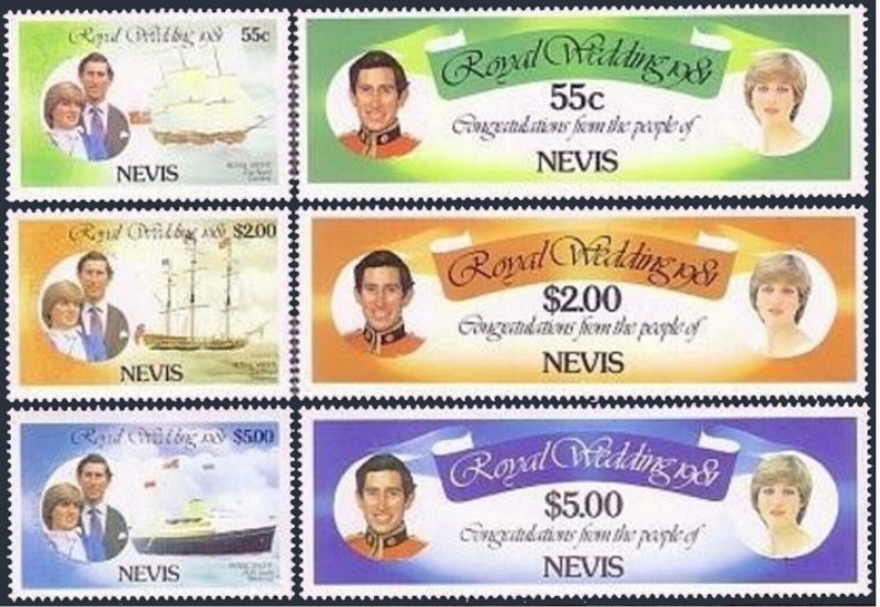 Nevis 135-140,MNH.Michel 60-65. Prince Charles,Lady Diana wedding,1981.