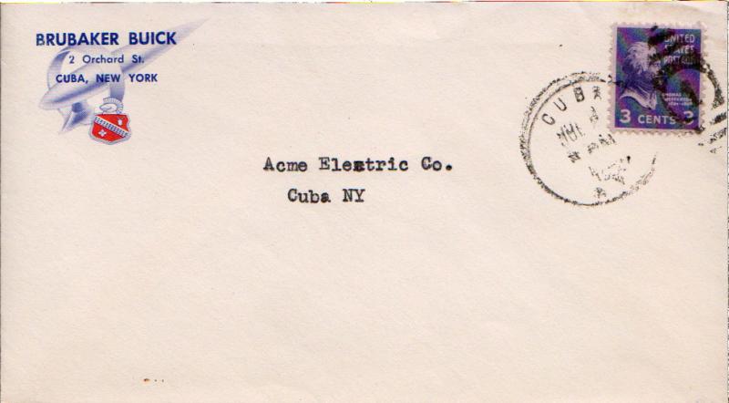 United States New York Cuba 1952 numeral duplex  Red and Blue Illustrated cor...