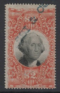 US Sc R145, used, blue handstamp cancel