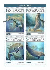 Central Africa - 2019 Dugongs on Stamps - 4 Stamp Sheet - CA18910a