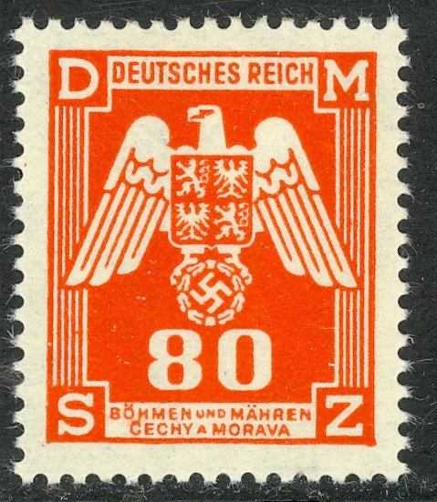 BOHEMIA AND MORAVIA 1943 80h OFFICIAL Sc O17 MH