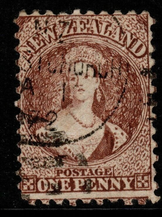 NEW ZEALAND SG126 1871 1d BROWN p10 USED 