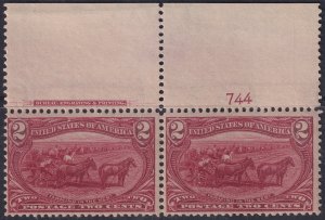 #286 Mint NH, Fine+, Plate number pair with imprint (CV $160) (CV $72.5 - ID3...