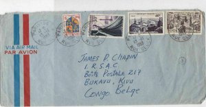 France 1953 Airmail Multiple Paris Cancels & Stamps Cover to Congo Ref 32025