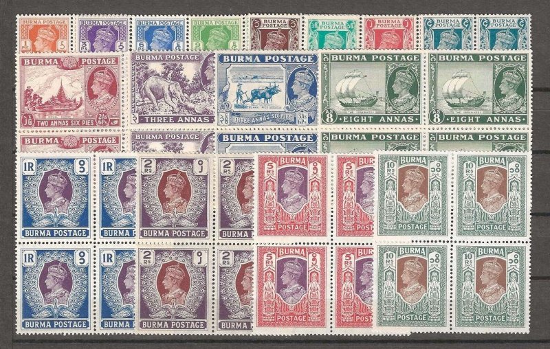 BURMA 1938 SG 18b/33 MNH Cat £1000