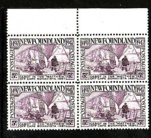 Newfoundland- Sc#270- id2-unused NH 5c Cabot margin block-Ships-1947-