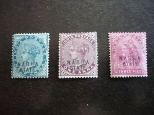 Stamps-Indian Convention State Nabha-Scott#11,13,26- Mint H Part Set of 3 Stamps