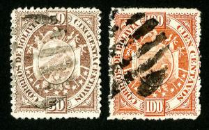 Bolivia Stamps # 45-46 VF Used Set of 2 Scott Value $60.00