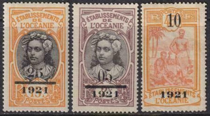 French Polynesia 1921 SC 57-59 MLH Set 