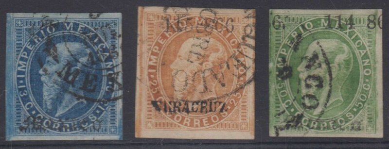 MEXICO 1866 MAXIMILIAN Sc 32-34 TOP VALUES Mexico & Veracruz VF SCV$93.00+ 