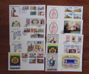 Lesotho 10 x FDC 1980 Olympics Queen Mother 1981 Royal Wedding Duke Edinburgh 