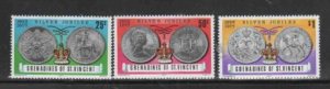 ST. VINCENT GRENADINES #116-118 1977 QEII SILVER JUBILEE MINT VF NH O.G