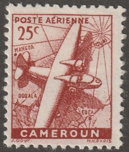 Cameroun, stamp, Scott#c15, mint, hinged,  25 cents,  airmail