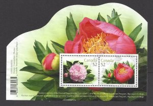 Canada #2260 Used souvenir sheet, Peonies, issued 2008