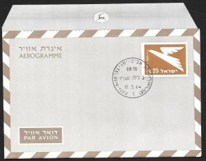 ISRAEL Aerogramme I£.25 Bird 1964 Tel Aviv cancel!