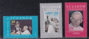 Ecuador # 1007, C715-716, Visit of Pope John Paul II, MInt NH, 1/2 Cat.