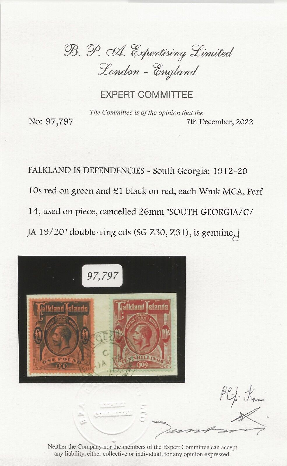 Falkland Islands/Falkland Islands Dependencies 1921/3 SG Z30/Z31 Cat £
