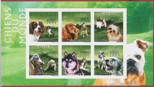 FRENCH GUINEA - ERROR, 2009 IMPERF SHEET: DOGS, Domestic Animals