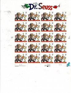 Dr Seuss 37c US Postage Sheet #3835 VF MNH