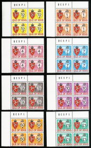 Isle of Man Stamps # J9-16 MNH XF Plate Block Of 4