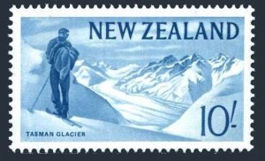 New Zealand 351, hinged. Michel 411. Definitive 1960. Mount Cook, skier.