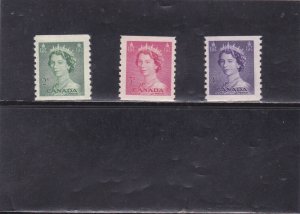 CANADA  QUEEN ELIZABETH COIL STAMPS       # 331 - # 333     MNH