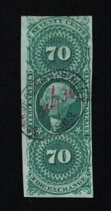 EXCELLENT GENUINE SCOTT #R65a FINE 1862-71 GREEN 1ST ISSUE FOREIGN EXCHANGE