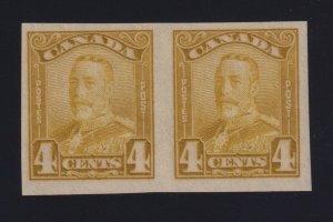 Canada Sc #152a (1929) 4c bistre King George V Imperforate Pair Mint VF NH 