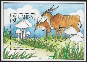 Gambia MNH S/S 1590 Wild Animals & Mushrooms