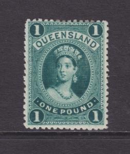 Queensland Sc 83 MLH. 1886 £1 dark green QV, perf 12, wmk Large Crown & Q, F-VF