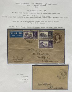1940 Jai India Censored Airmail Postal Stationery Cover To Halifax England