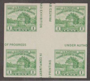 U.S. Scott #766 Chicago Stamp - Mint Cross Gutter Block of 4