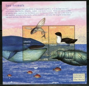 LIBERIA SEA ANIMALS UPPER LEFT GUM BENDS SHEET MINT NH  