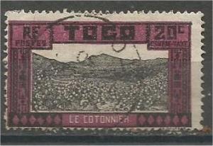 TOGO, 1925, used 20c, Cotton Fields Scott J14