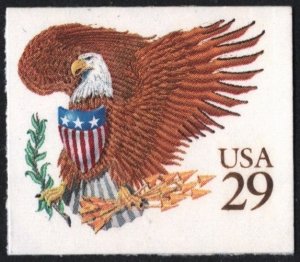 SC#2595 29¢ Eagle & Shield Booklet Single (1992) SA