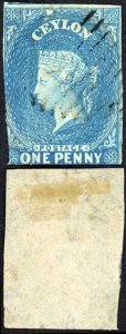 Ceylon SG2a 1d Blue Cat 80 pounds