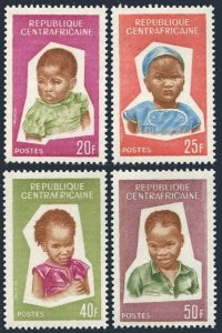 Central Africa 35-38,38a sheet,MNH.Michel 64-67,Bl.4. Heads of Children.1964.