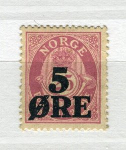 NORWAY; 1900s early Posthorn surcharged issue Mint hinged 5/25ore. value