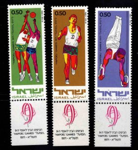 ISRAEL Scott 443-445 MNH** Sports stamp set with tabs