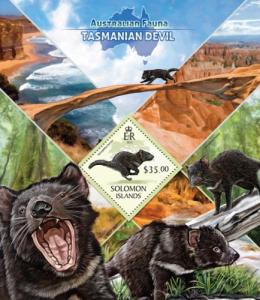 SOLOMON ISLANDS 2013 SHEET TASMANIAN DEVIL WILDLIFE slm13408b