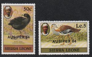 Sierra Leone, 637C-638D, Birds - Overprinted Ausipex 1983, Mint Hinged. 1/3 Cat.