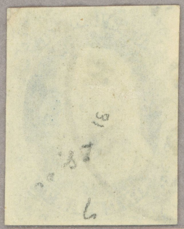US Scott#7 XF-Superb 1851 1c Franklin type II, 4 wide to huge margins, no faults
