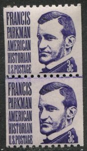 1297 3c Francis Parkman Coil Line Pair Mint NH OG