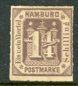 Germany States 1866 Hamburg 1¼s Violet Scott #24 Mint G462