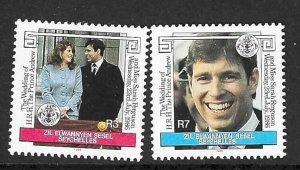 SEYCHELLES-Z.E.S. SG133/4 1986 ROYAL WEDDING   MNH