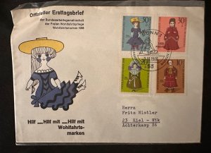 CM) 1968. GERMANY. RAG DOLLS. FDC. FREE SOCIAL ASSISTANCE STAMP. XF