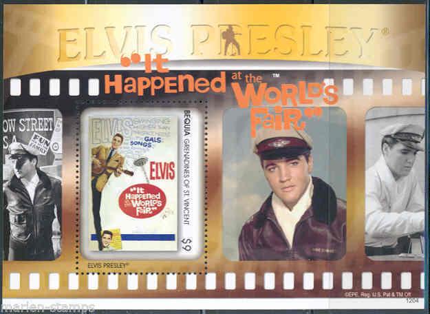 BEQUIA ELVIS PRESLEY 'IT HAPPENED AT THE WORLD'S FAIR' SOUVENIR SHEET I