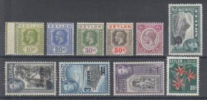 Ceylon Sc 233a,236,239,240,254,279e,290,291,295,314 MLH. 1912-51 issues, sound