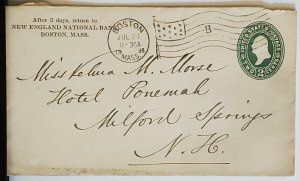 Scott #- U311 2 Cent Green Envelope with Boston, Massachusetts Flag Cancel